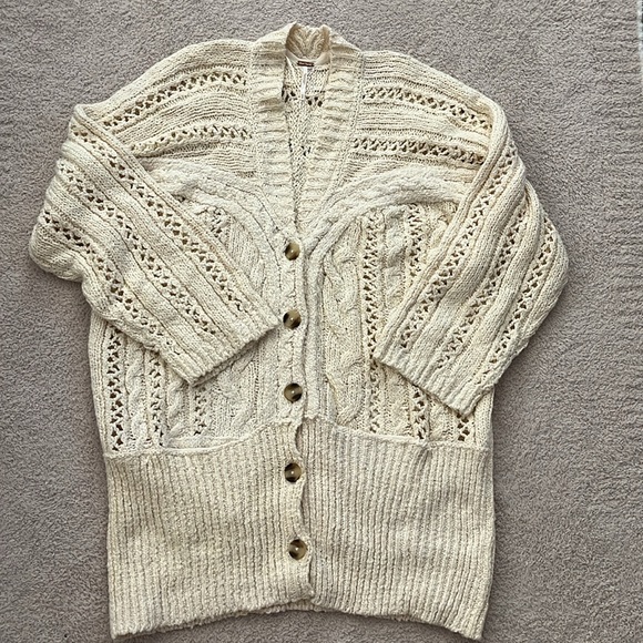 NEW Free People - Cable Stitch Cardigan, Ivory Size Medium - Picture 4 of 9